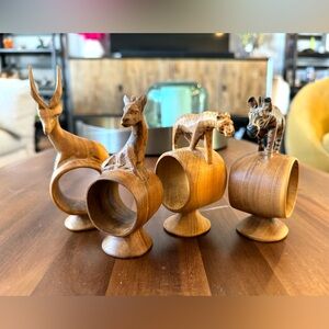 Hand Carved Wood Safari Animal Napkin Holders